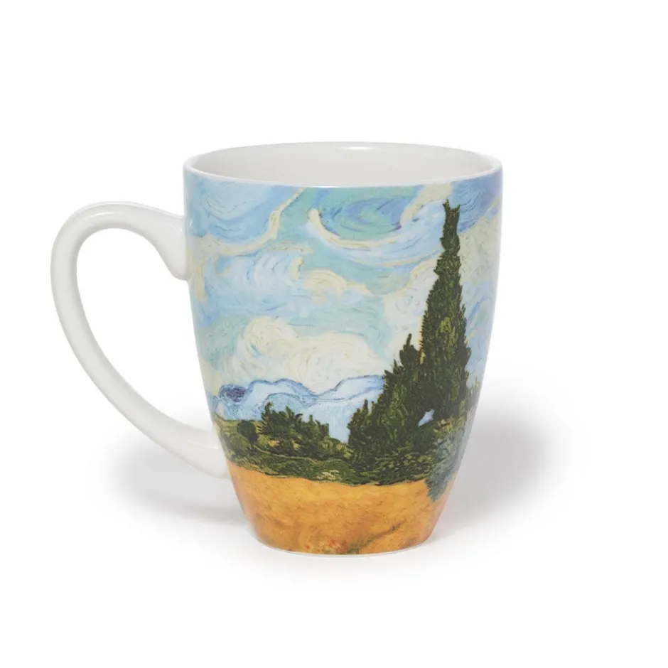 Best Van Gogh Wheat Field with Cypresses Covered Mug with Tea Infuser Tableware