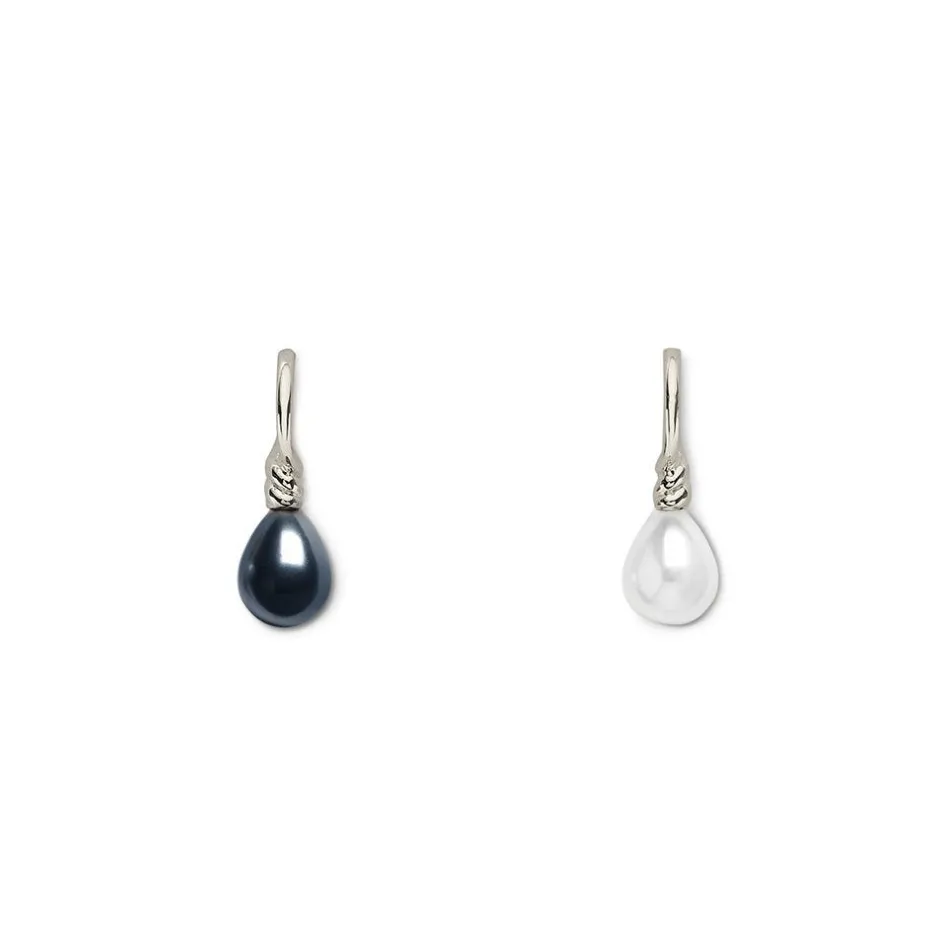 Venus Pearl Silver Drop Earrings, Black/White Earrings