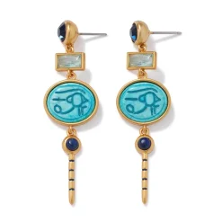 Discount Wedjat Eye Scarab Drop Earrings Earrings