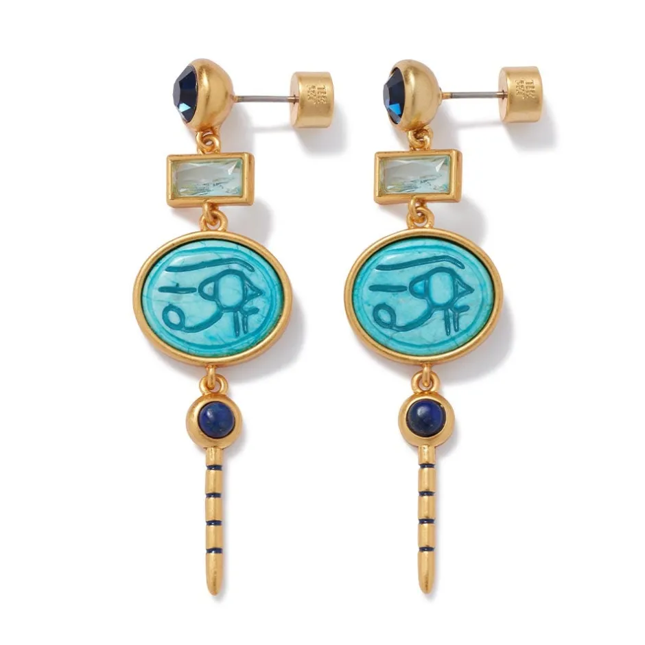 Discount Wedjat Eye Scarab Drop Earrings Earrings