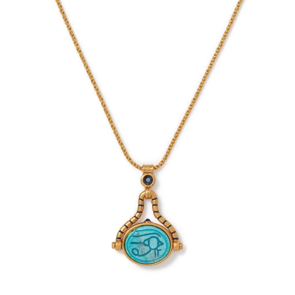 Clearance Wedjat Eye Scarab Spinning Pendant Necklace Necklaces