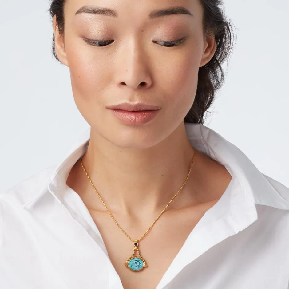 Clearance Wedjat Eye Scarab Spinning Pendant Necklace Necklaces