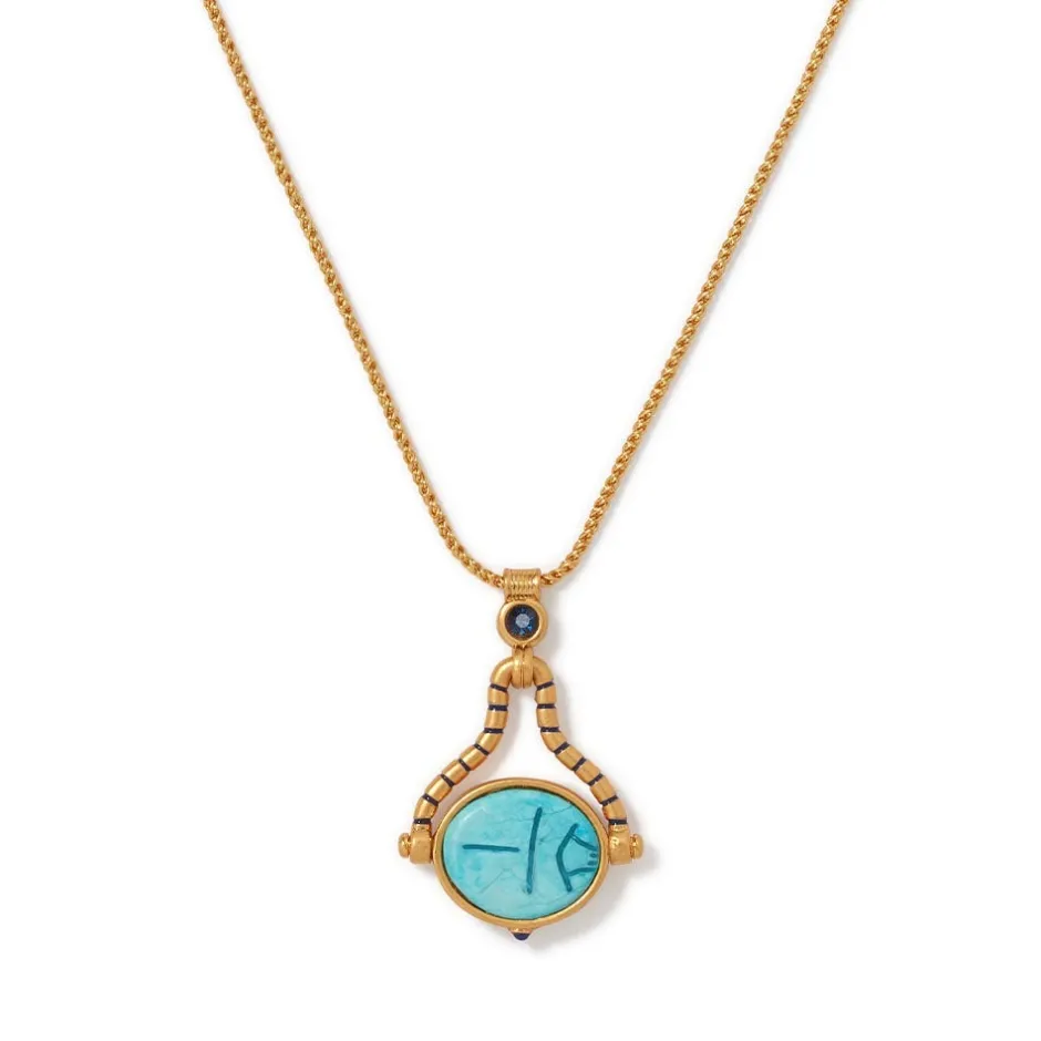 Clearance Wedjat Eye Scarab Spinning Pendant Necklace Necklaces