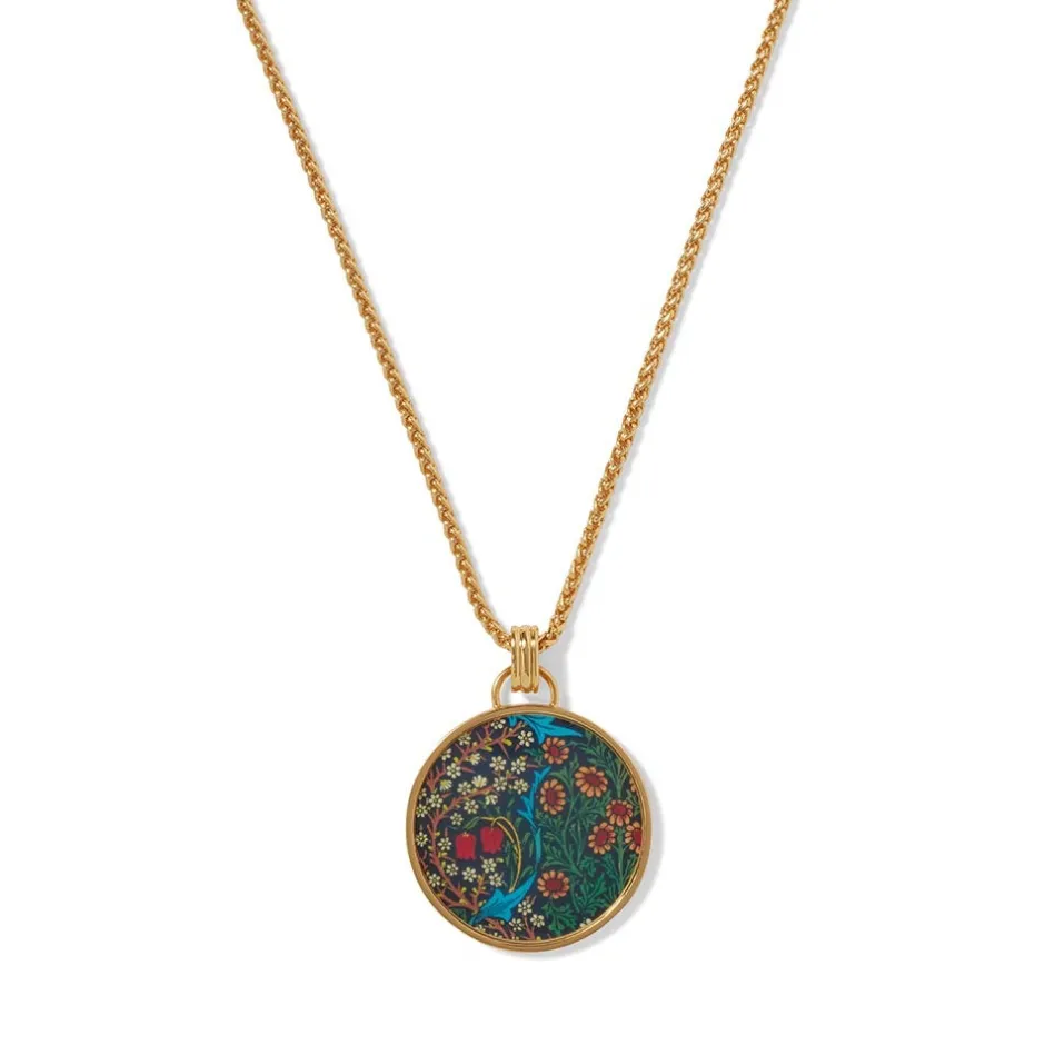 Hot William Morris Blackthorn Enamel Pendant Necklace Necklaces