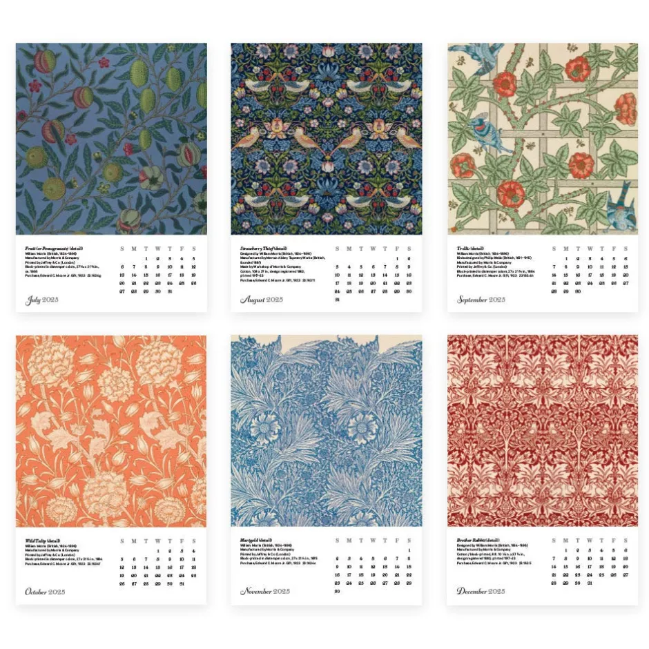 William Morris Plexiglass Calendar Refill 2025 Calendars