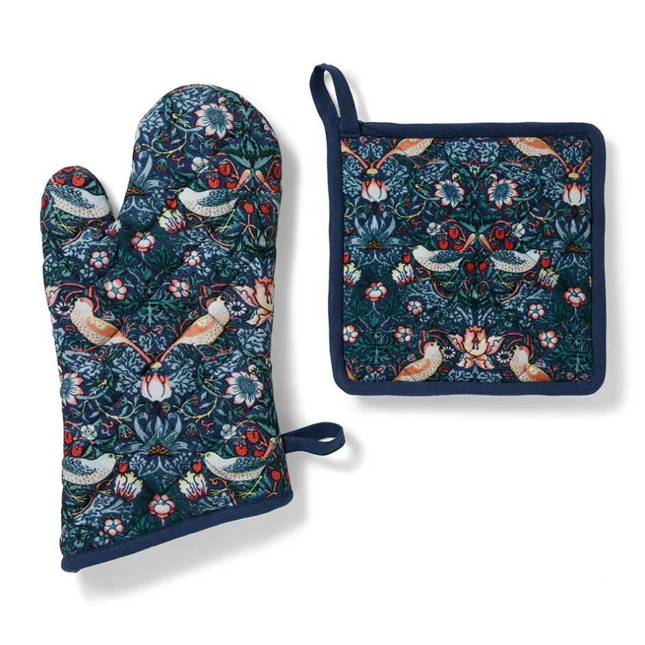 Sale William Morris Strawberry Thief Pot Holder and Oven Mitt Set Tableware