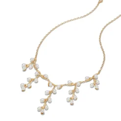 Clearance Willow Catkins Pearl Bib Necklace and Drop Earrings Set Jewelry Sets