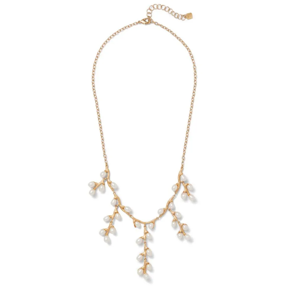 Clearance Willow Catkins Pearl Bib Necklace and Drop Earrings Set Jewelry Sets